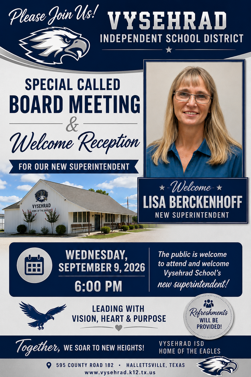 September 9, 2026 @ 6:00 PM - Special Called School Board Meeting