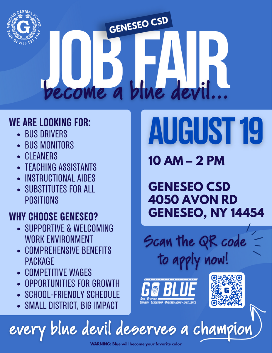 Geneseo CSD Job Fair – August 19th, 2026