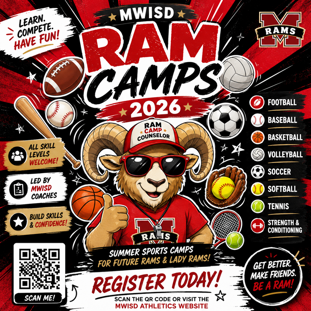 MWISD Ram Camps Offer Summer Opportunities for Young Athletes