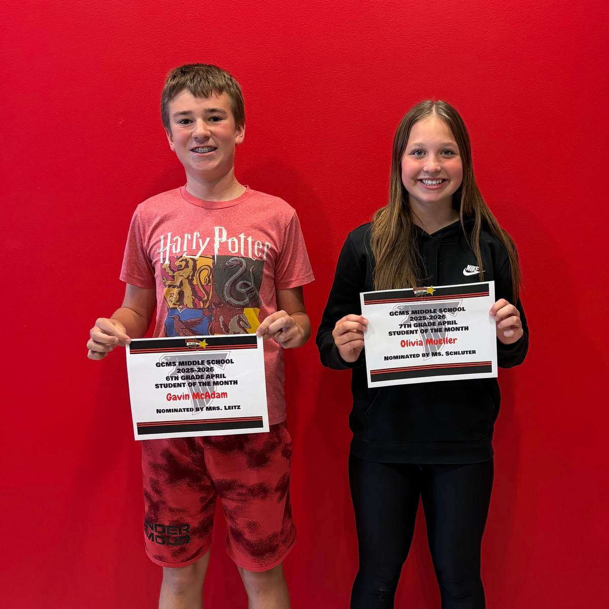 Middle School April Students of the Month