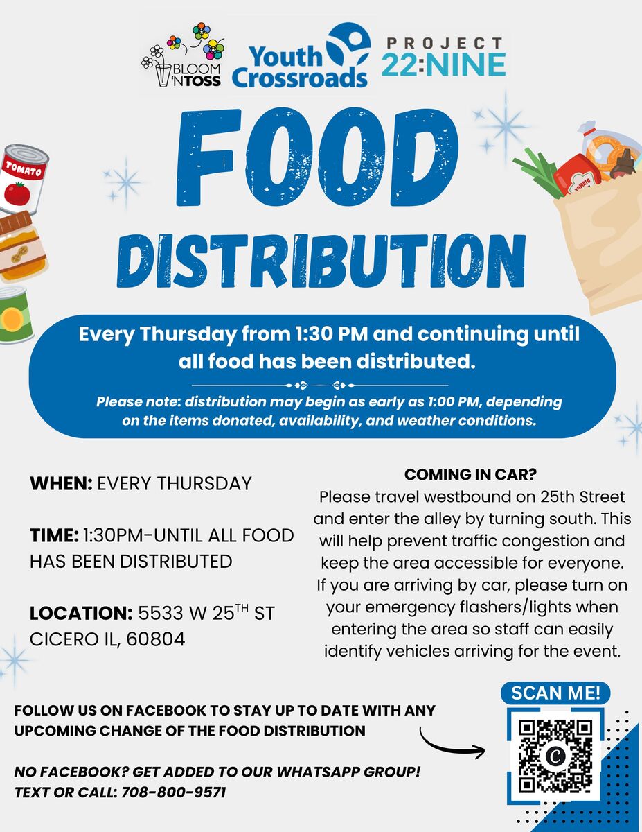 🥦 FREE FOOD DISTRIBUTION EVERY THURSDAY IN CICERO!🥖