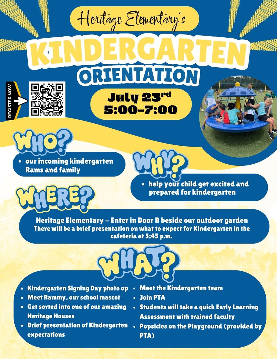 Reminder - Kindergarten Orientation is THURSDAY