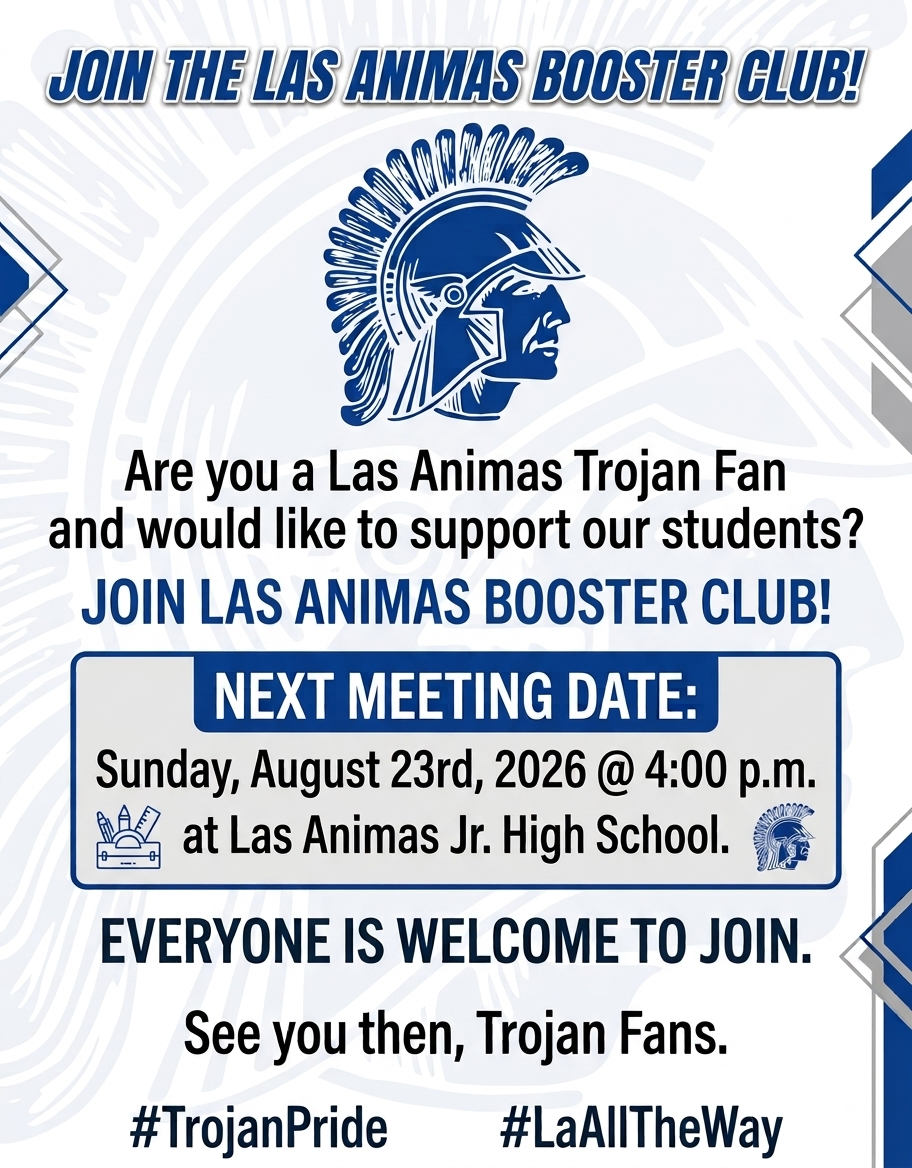 Las Animas Booster Club to hold their first meeting - everyone welcome! 