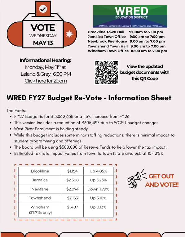 WRED School Budget Vote Reminder