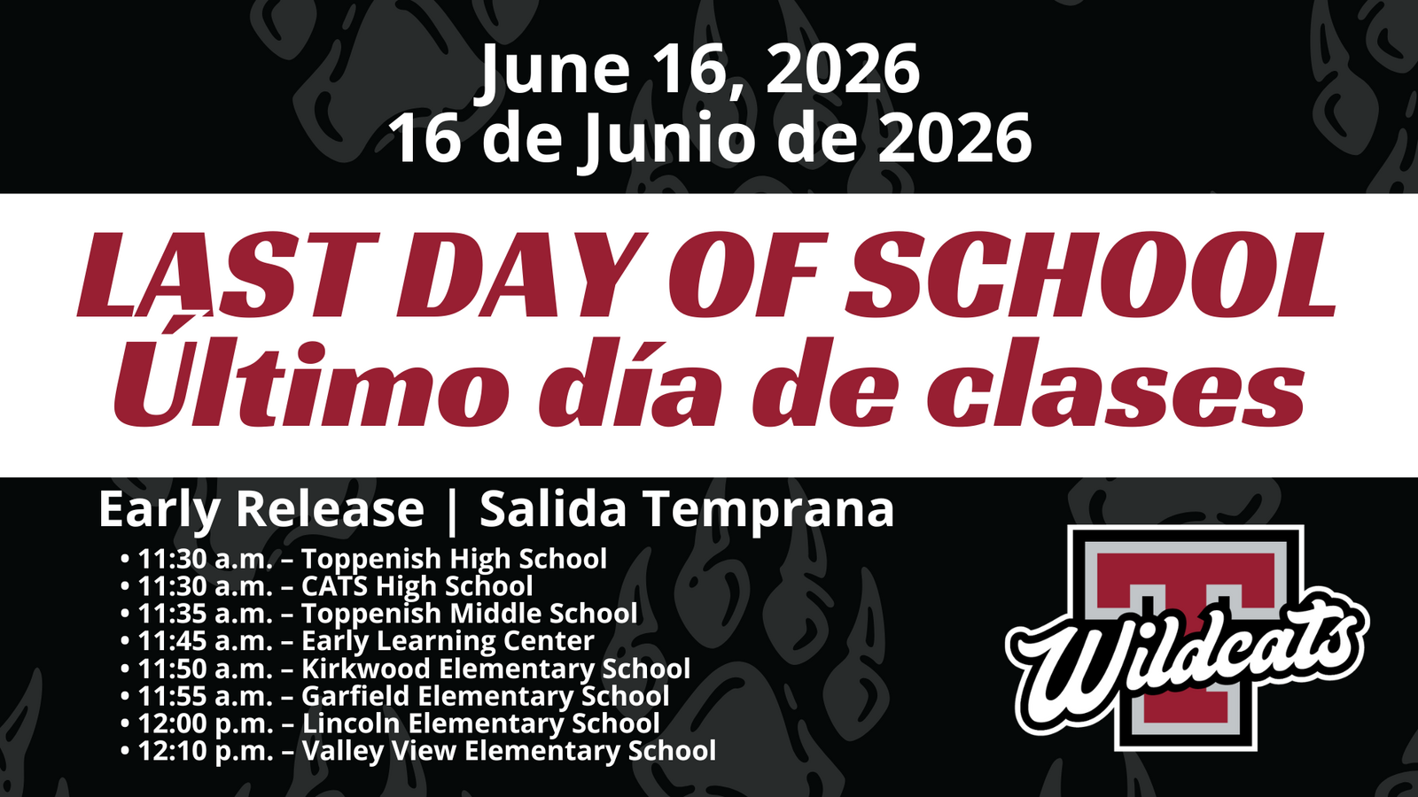 Last Day of School | Early Release Times