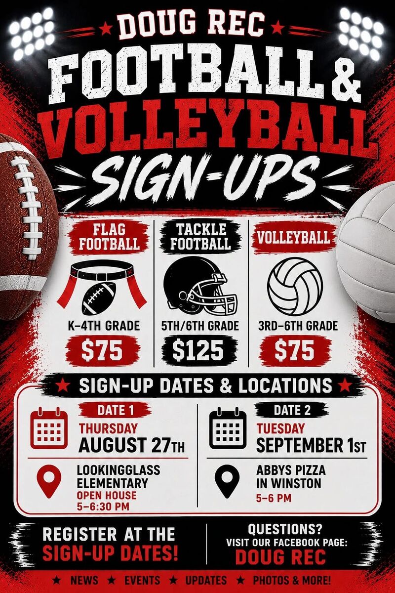 Doug Rec Football and Volleyball Sign Ups