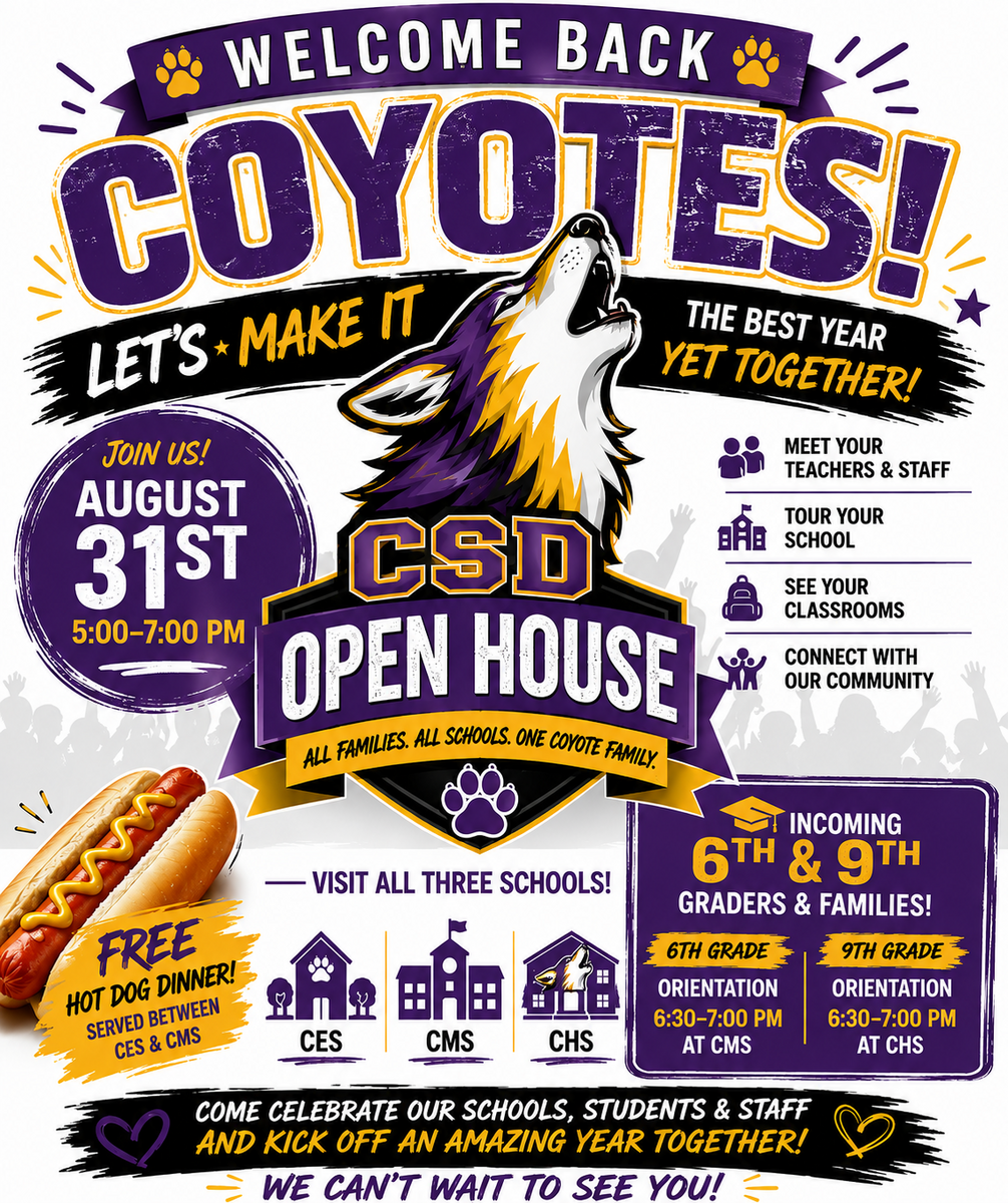 CSD Open House Details: Monday, August 31st