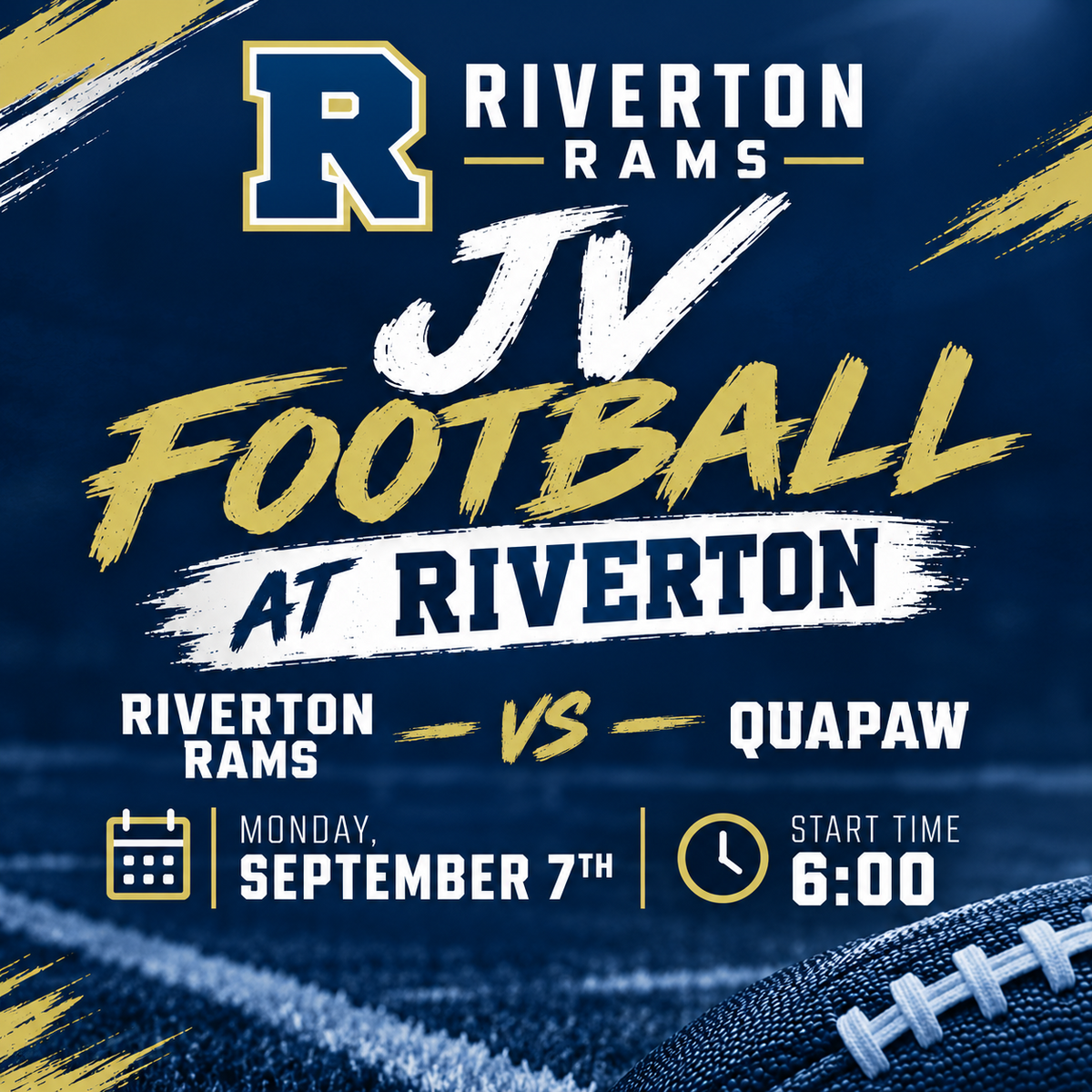 9/7 JV Football @ Riverton 6PM
