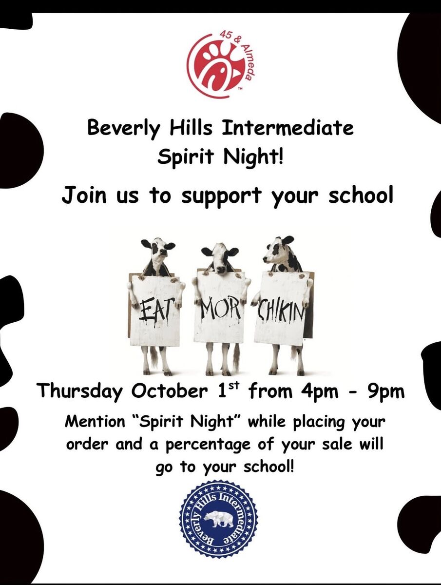 JOIN US- CFA Spirit Night Oct 1st 