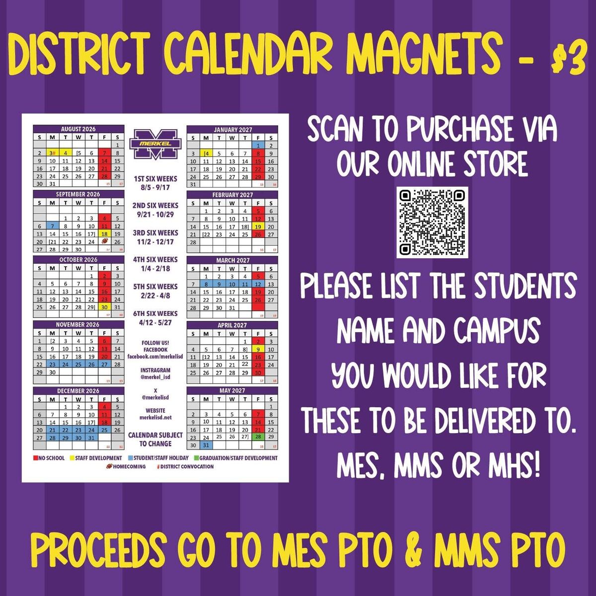 PTO-Calendar District Magnets 