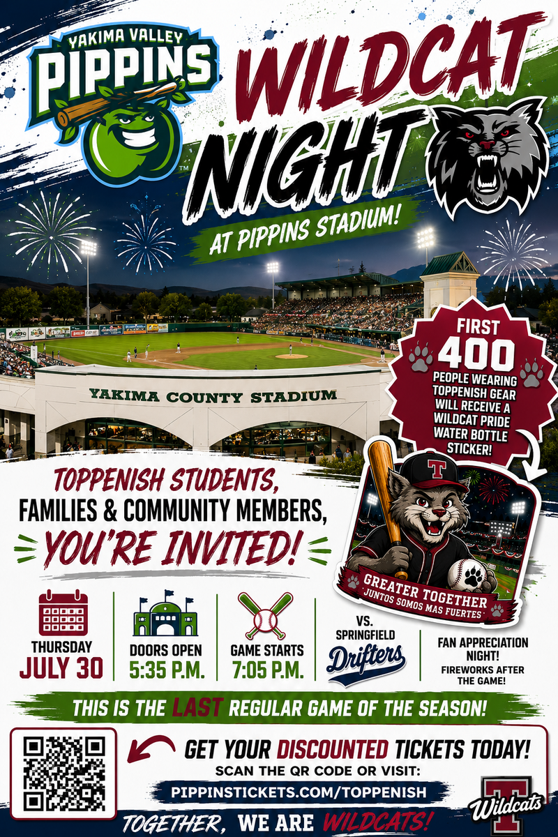 Join us on July 30th for Wildcat Night @ the Yakima Valley Pippins! 