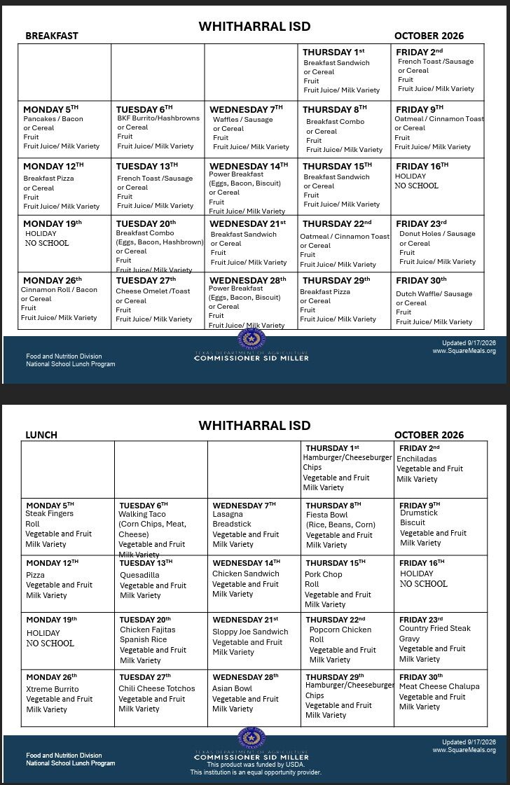 Oct’s Menu