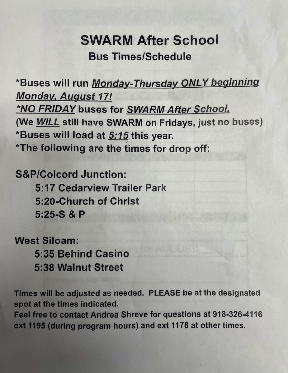 SWARM After School Bus Routes