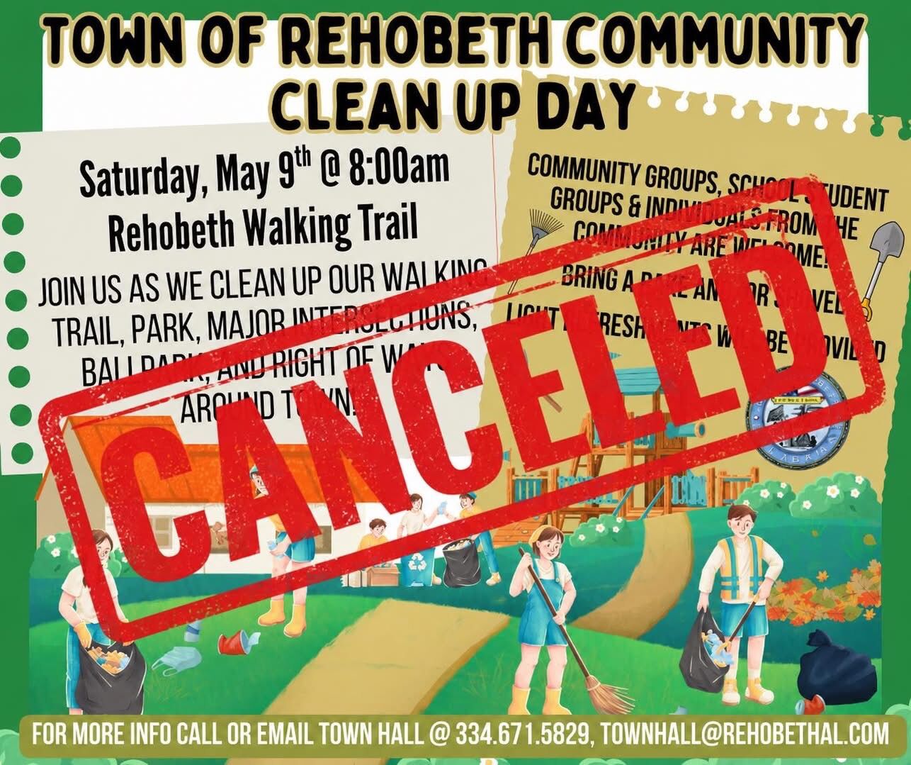 Town of Rehobeth- community clean up day CANCELLED