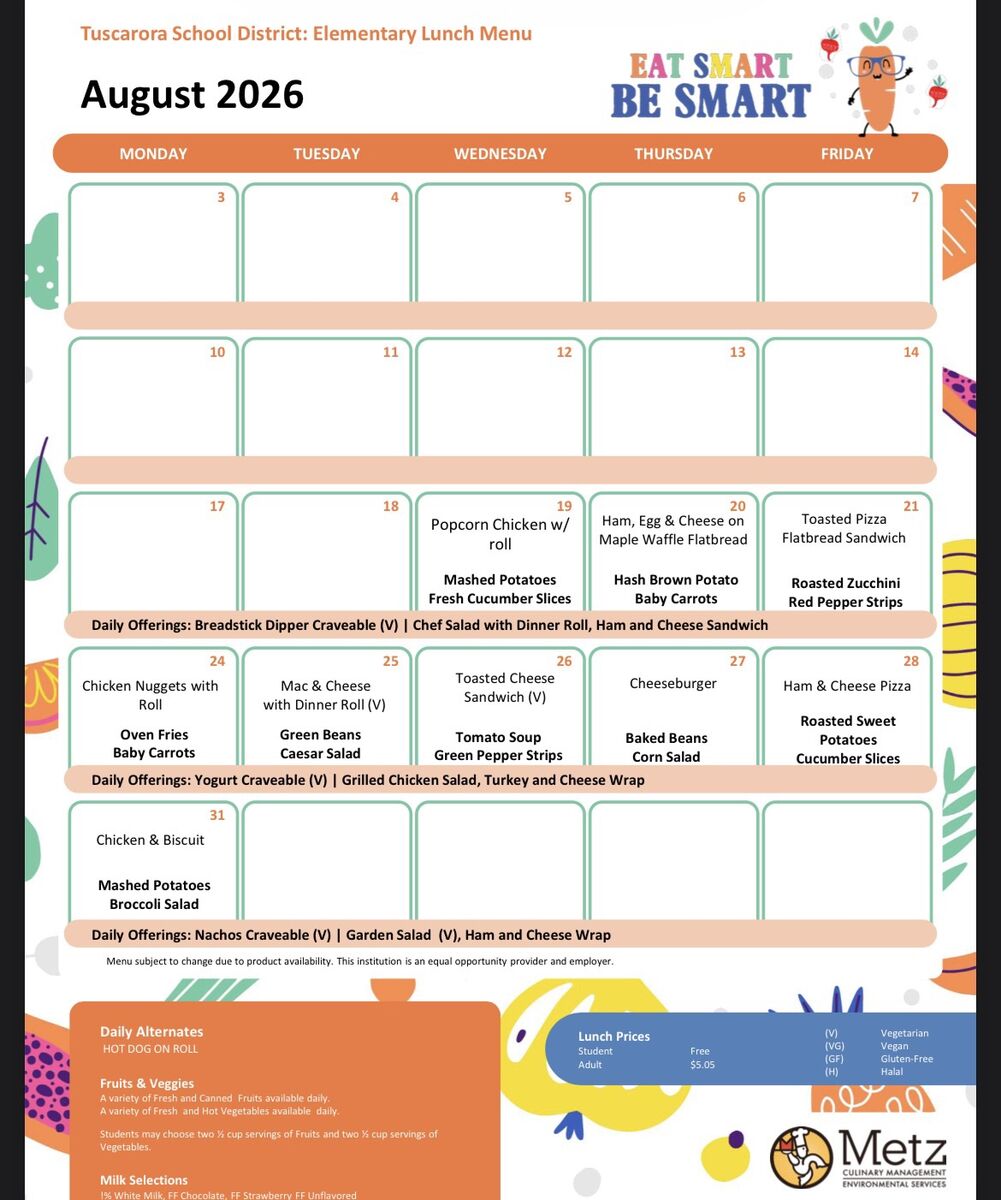 August Menus