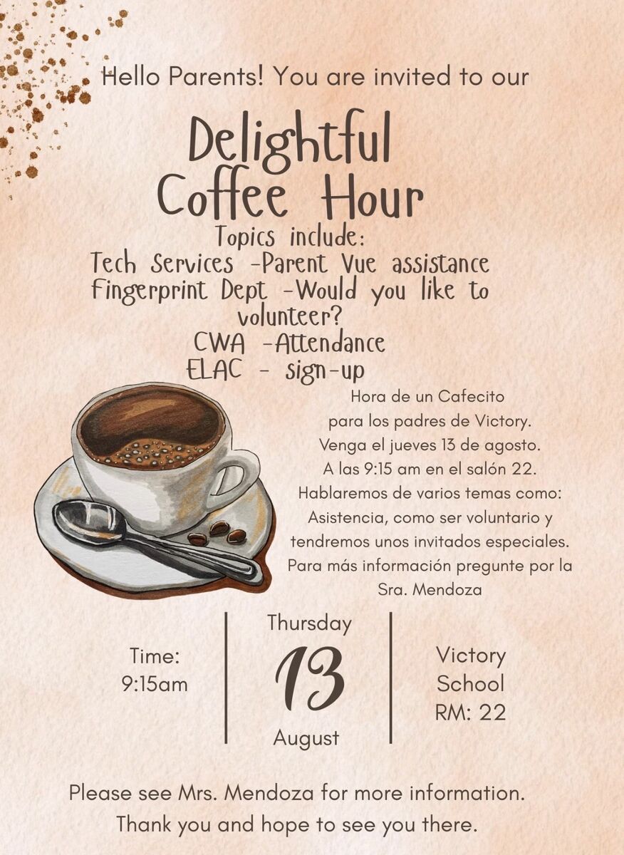 Coffee hour meeting for ALL Parents 