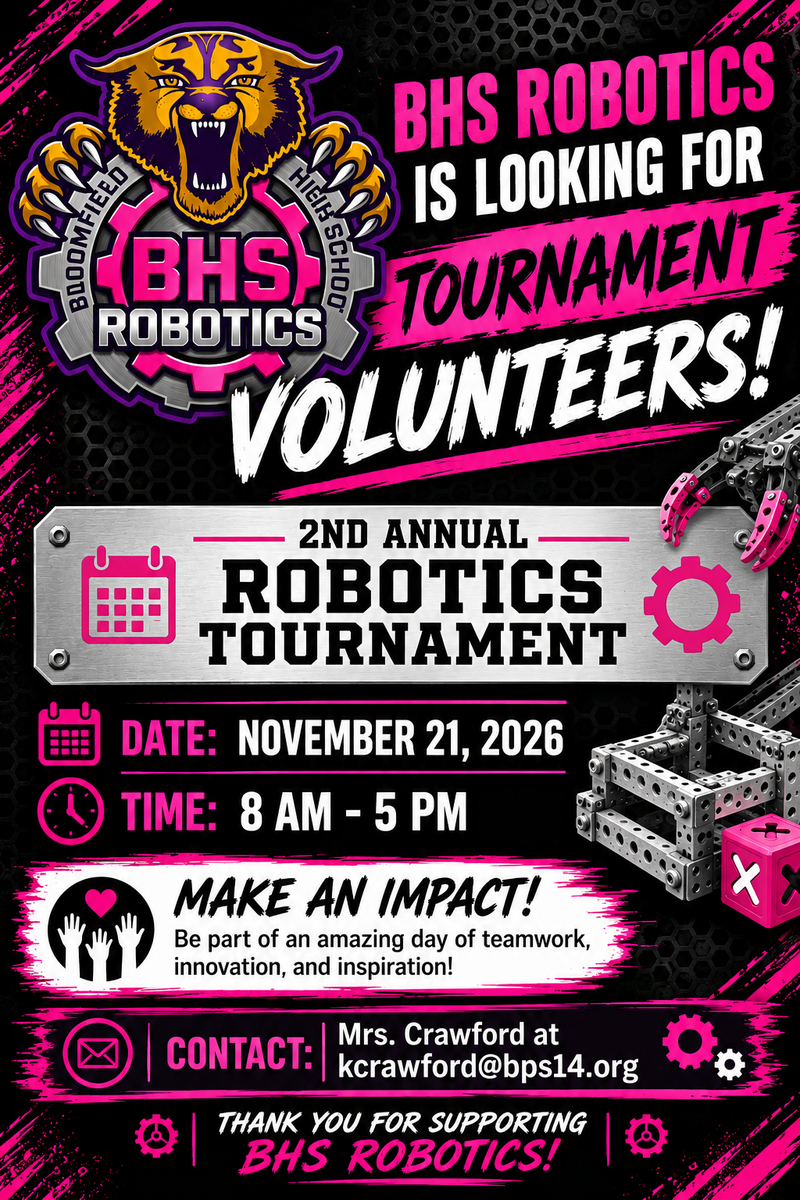 BHS Robotics is Looking for Tournament Volunteers!