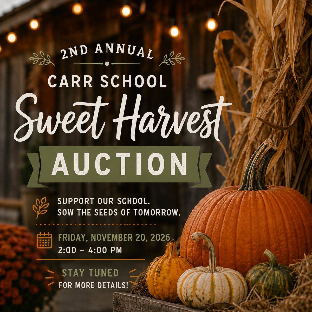 Carr School’s 2nd Annual Sweet Harvest Auction 