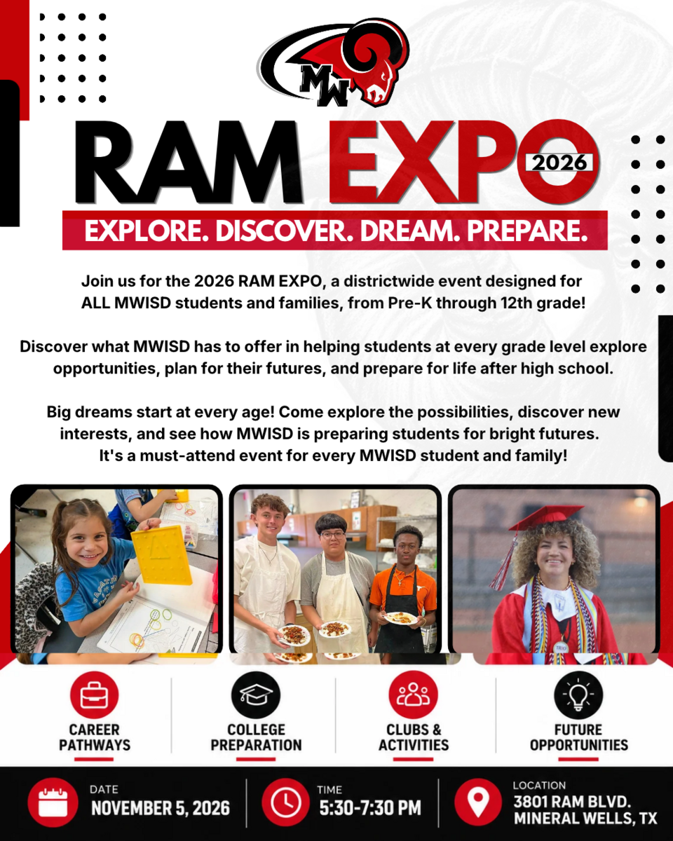 BIG DREAMS START AT EVERY AGE!  Join us for the 2026 Ram Expo at Mineral Wells High School on Thursday, November 5th