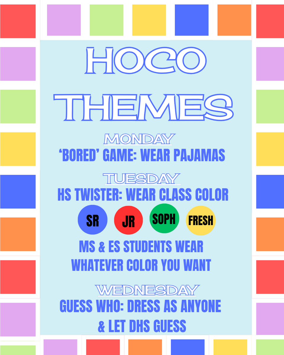 2026  HOCO DRESS-UP THEMES