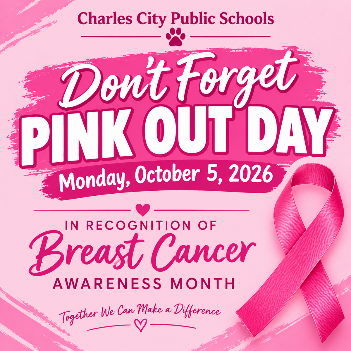 Pink out day reminder - Monday, October 5, 2026