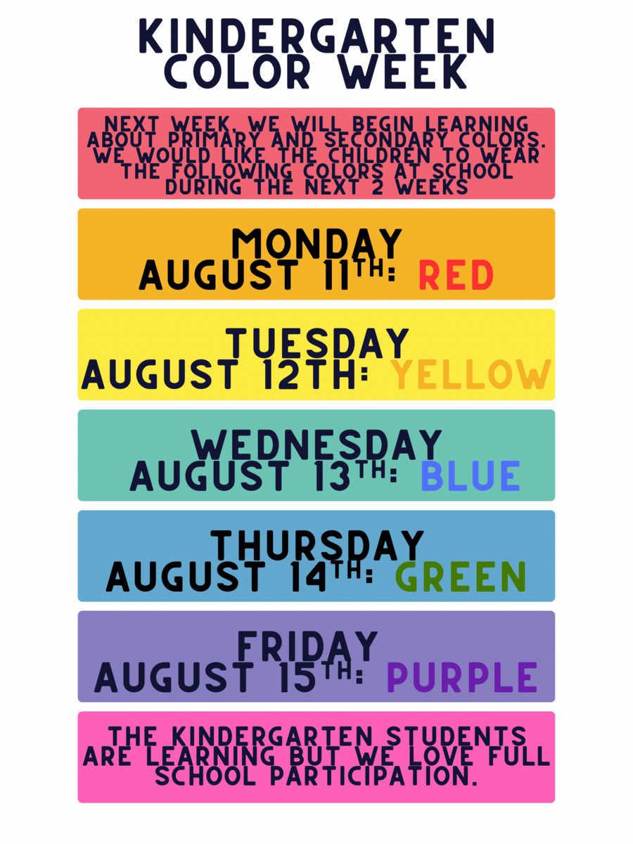 Kindergarten Color Weeks
