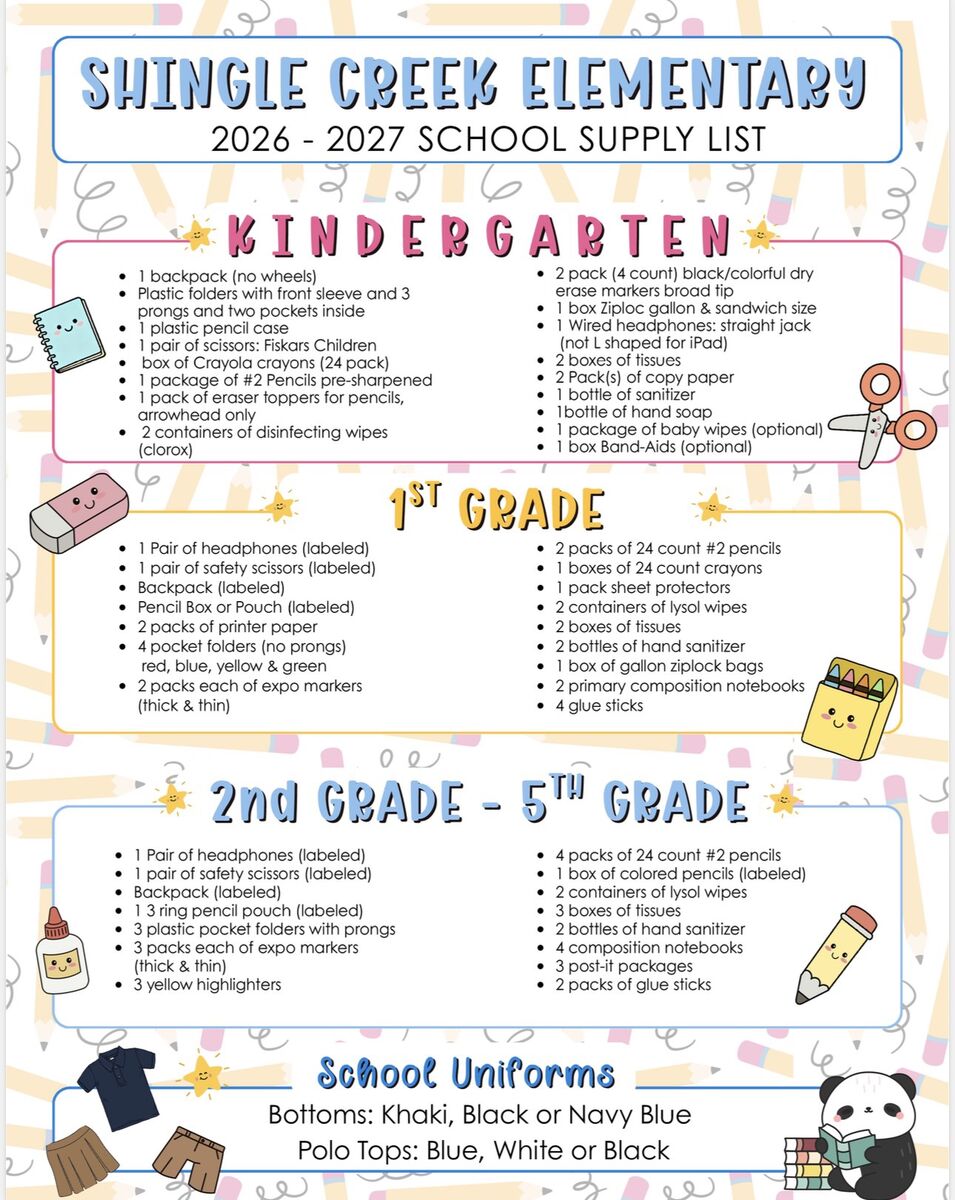 Supply Lists 2026-2027