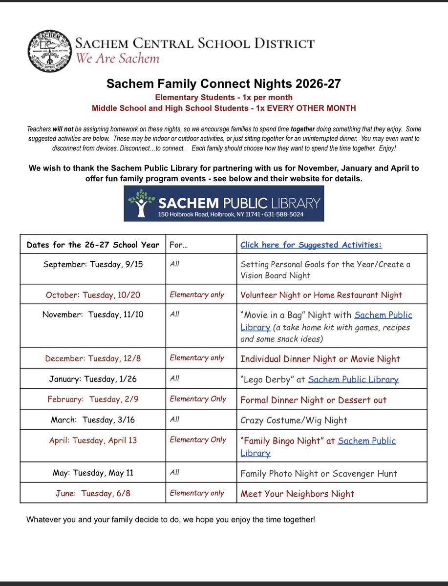 Family Connect Nights 2026-2027 & ID Photos