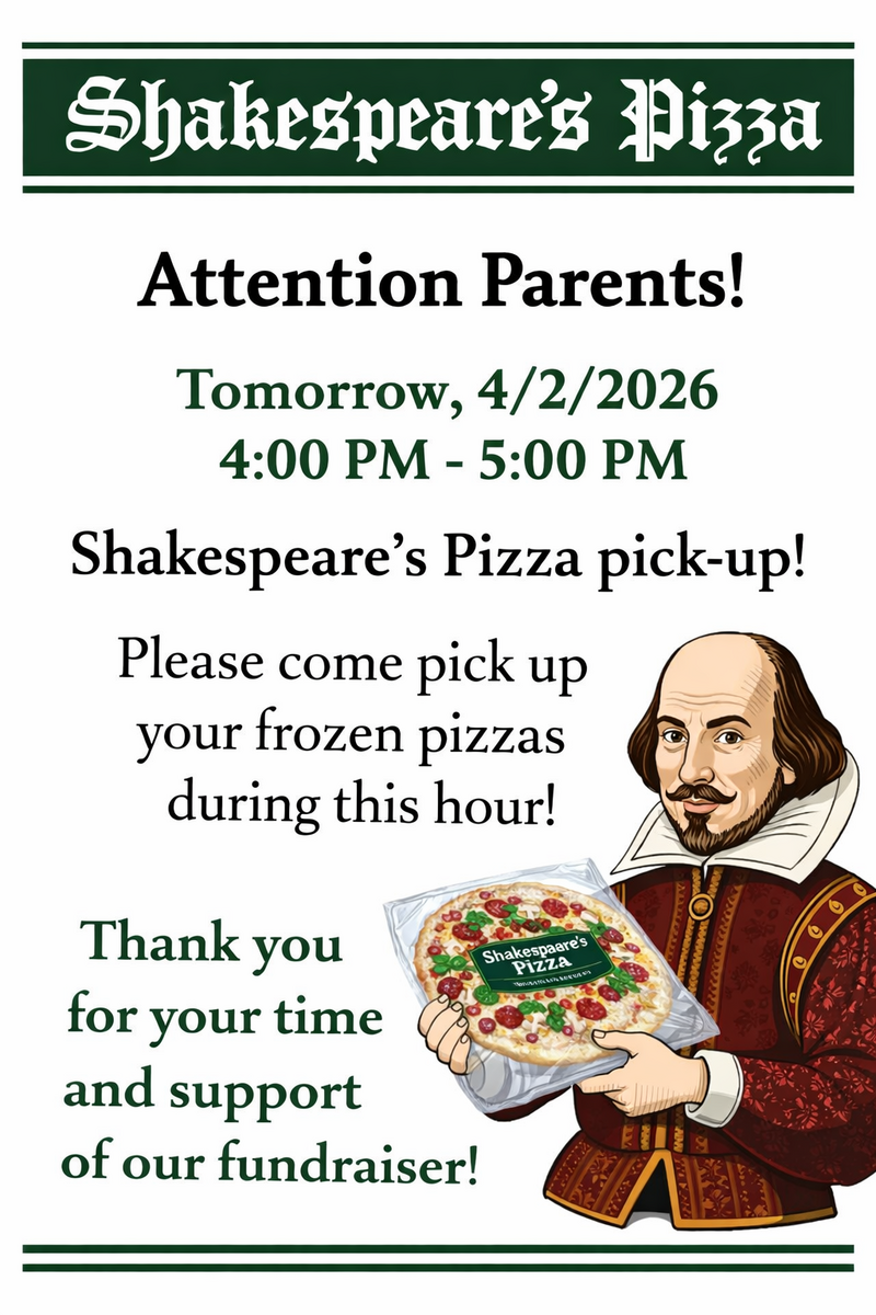Shakespearre's Pizza pick-up