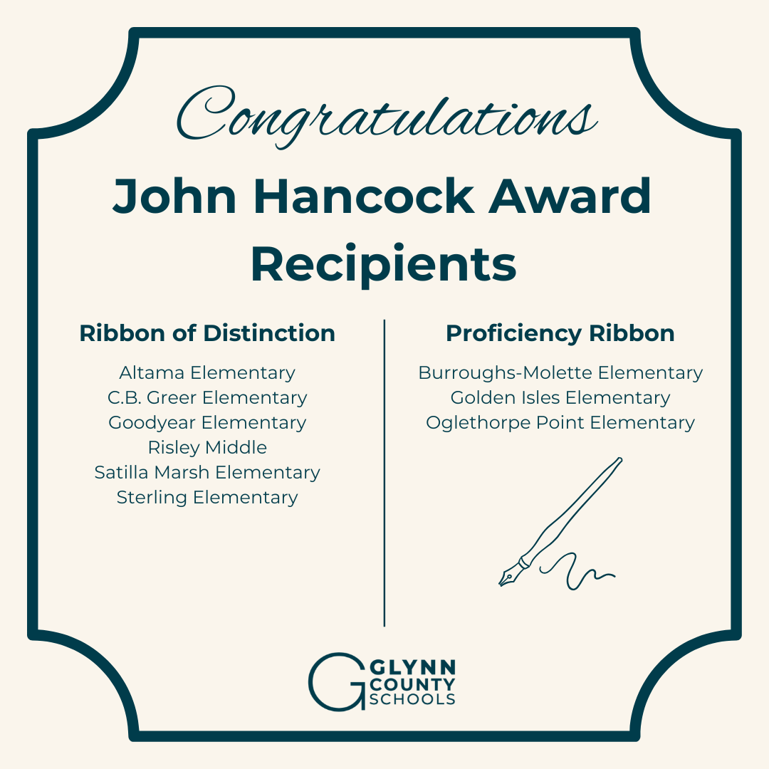Honoring History with Penmanship: Ten Glynn County Schools Earn State John Hancock Awards