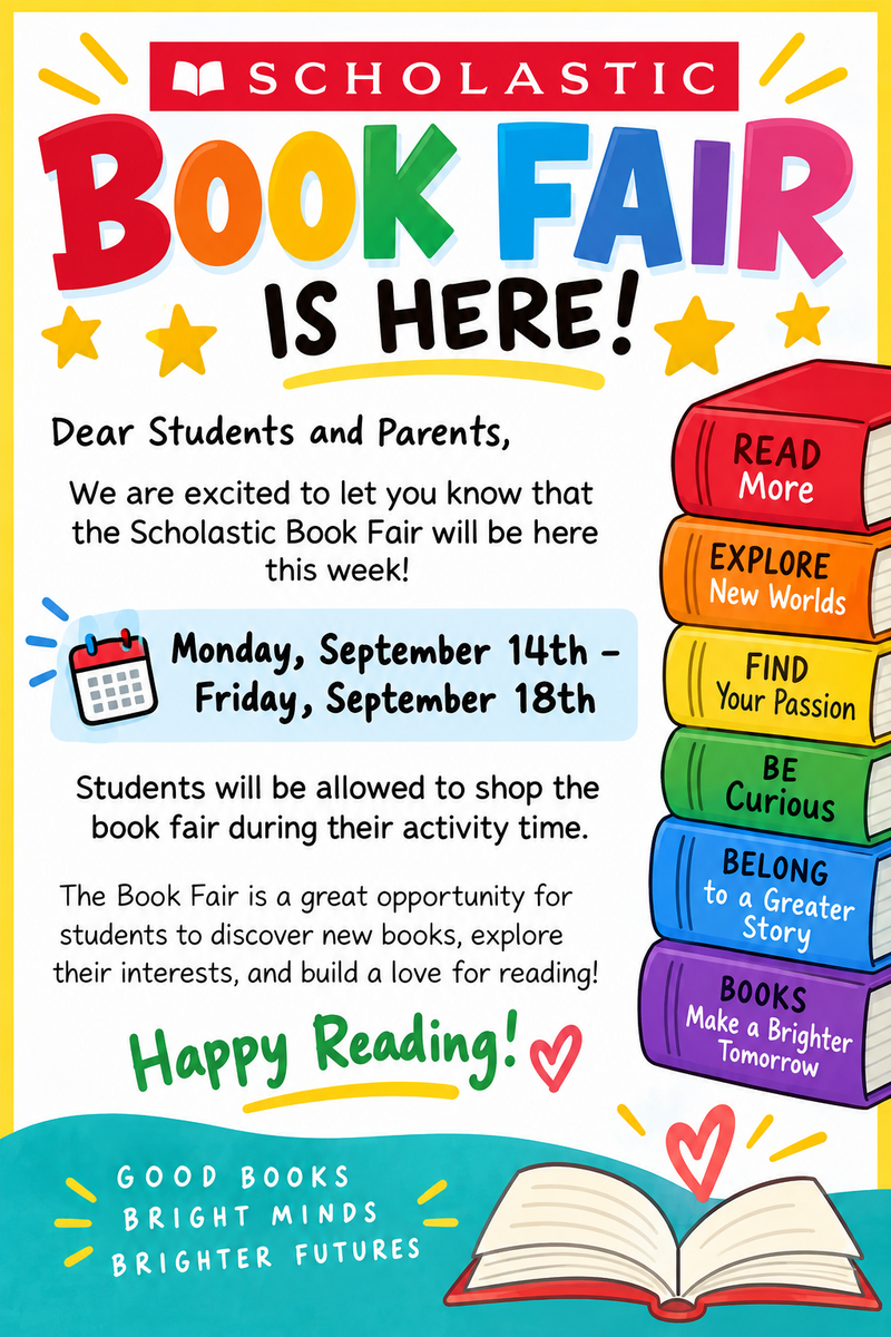 Scholastic book fair September 14th - 18th