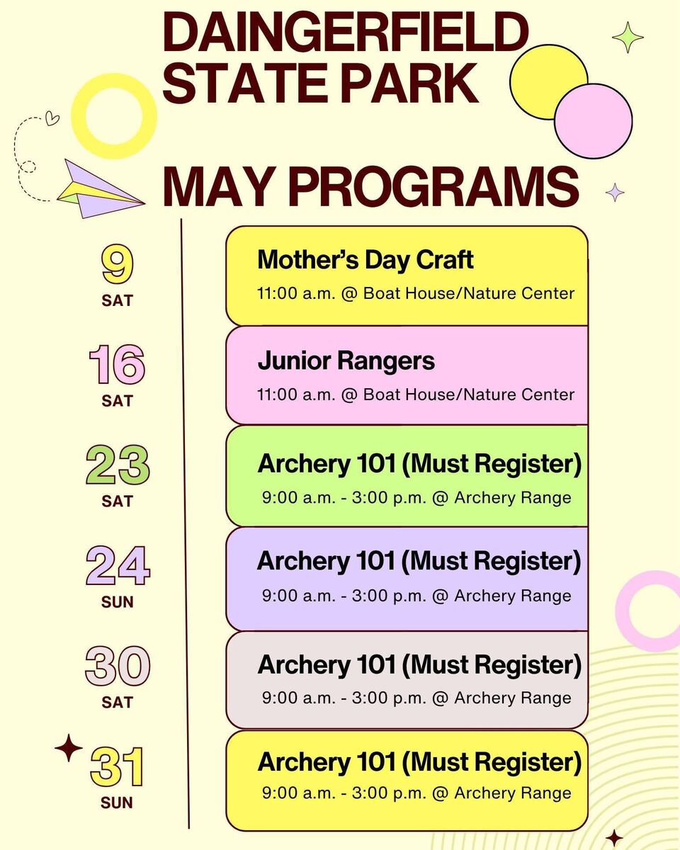 Daingerfield State Park fun May Program