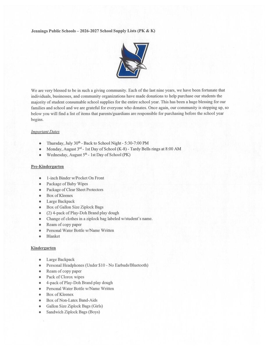 School Supply Lists