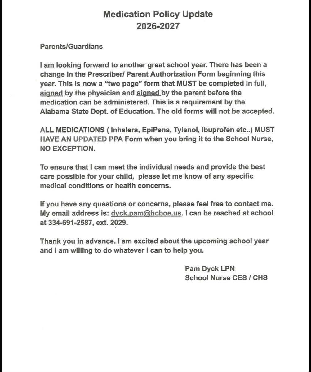 Medication Policy/Form Changes