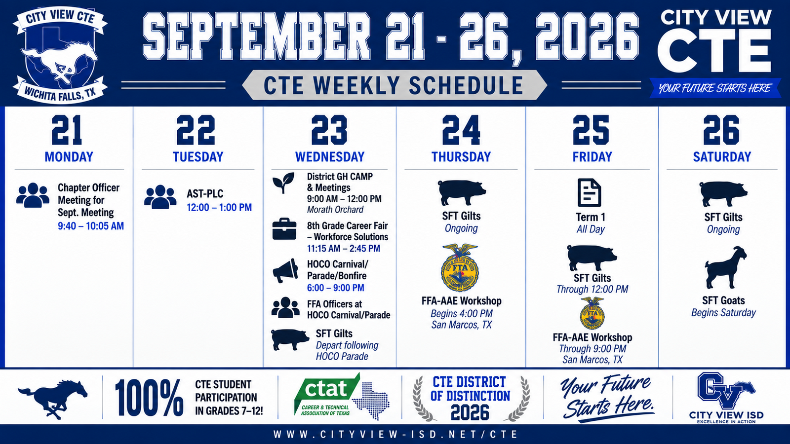 CTE Week at a Glance: Sept. 21 - Sept. 26