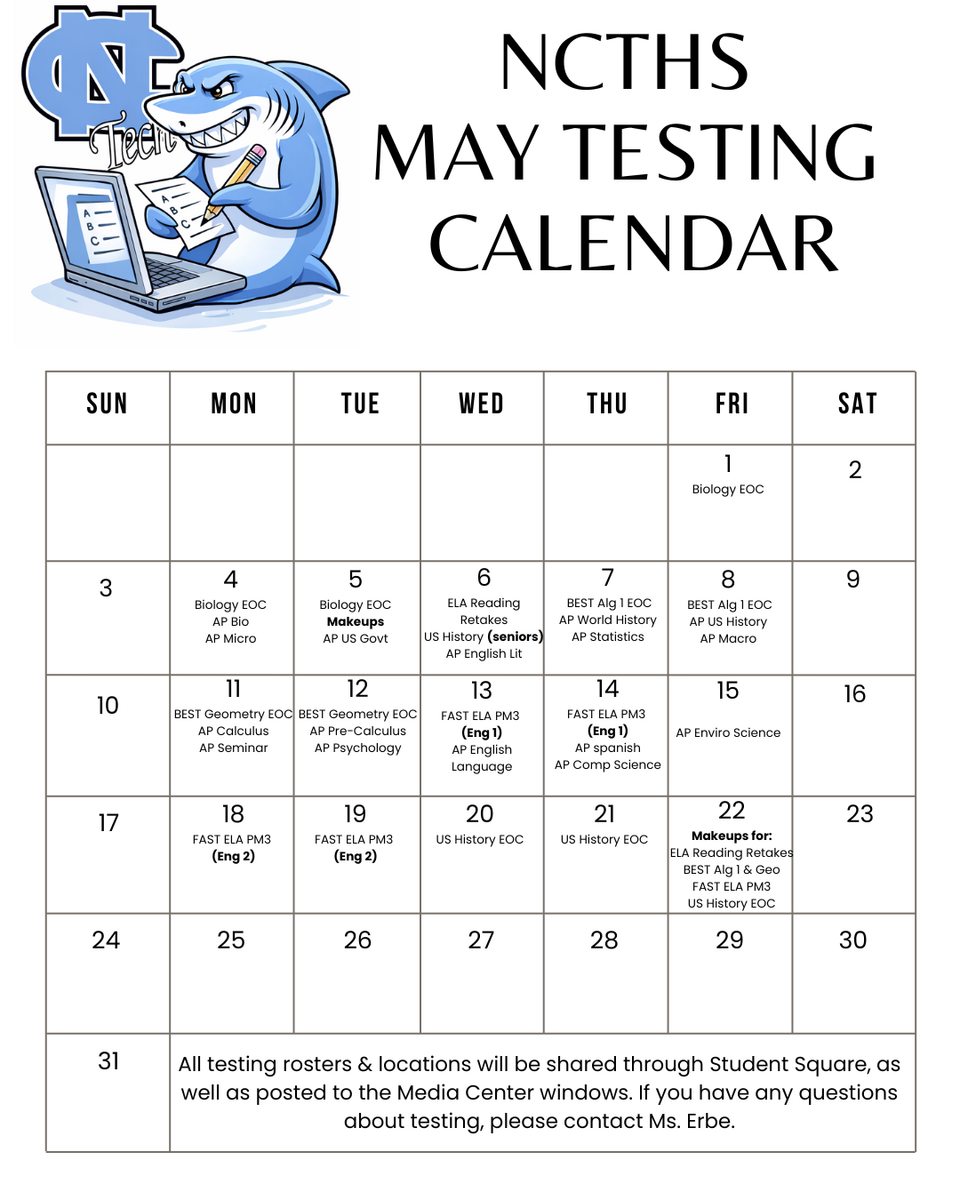 Upcoming Testing Information