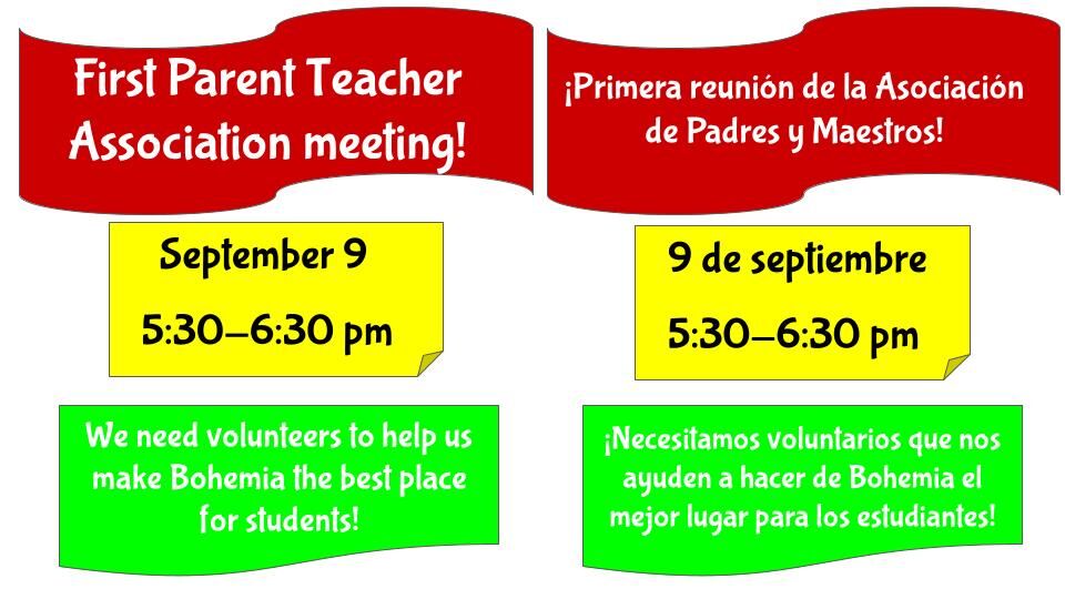First Bohemia PTA Meeting!