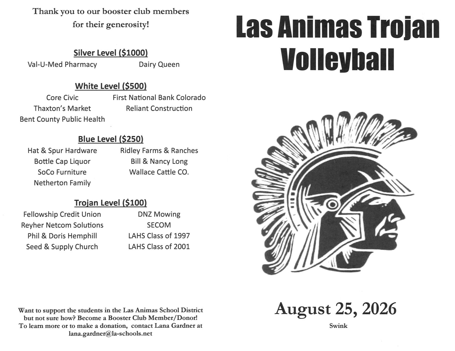 Lady Trojan Volleyballl vs Swink @ 4 pm today