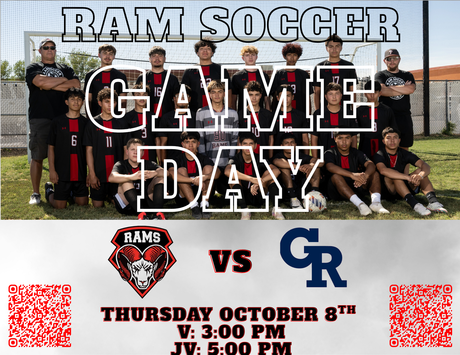 Ram Soccer! Thursday October 8th 3:00/5:00