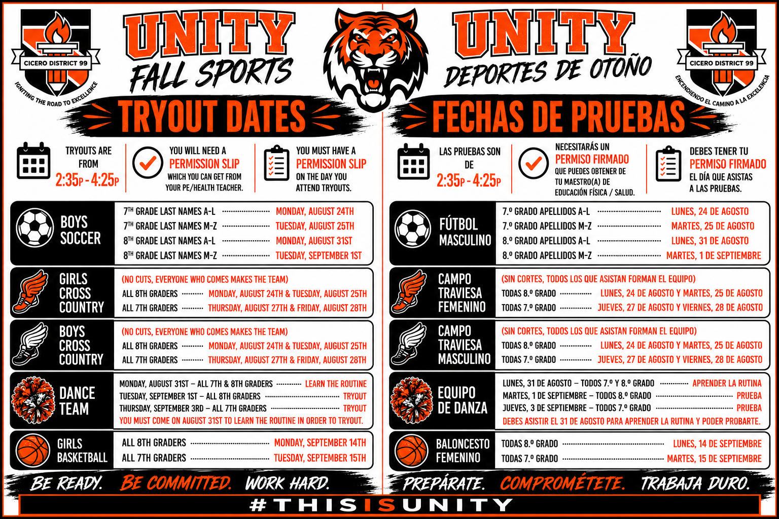 🏆 FALL SPORTS ARE HERE AT UNITY — AND THIS COULD BE YOUR CHILD'S YEAR! 🐯
