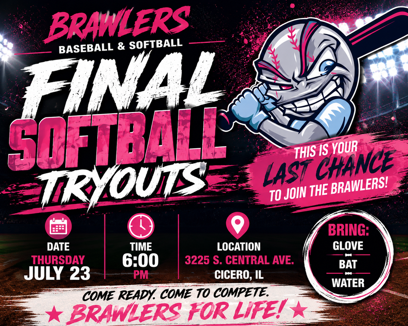 Final Brawlers Girls Softball Tryout