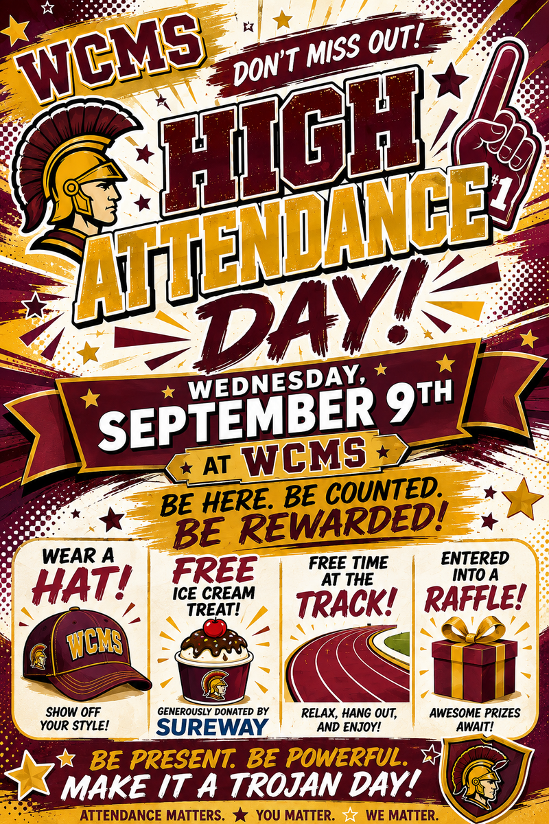 📣 REMINDER, TROJANS! TOMORROW IS HIGH ATTENDANCE DAY! 📣