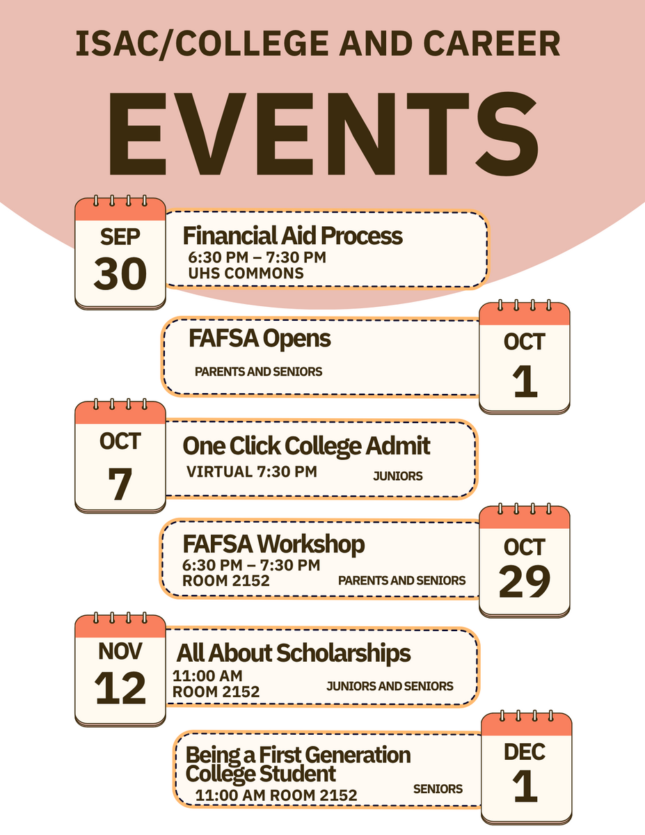 College Financial Aid Workshop and Upcoming College and Career Events