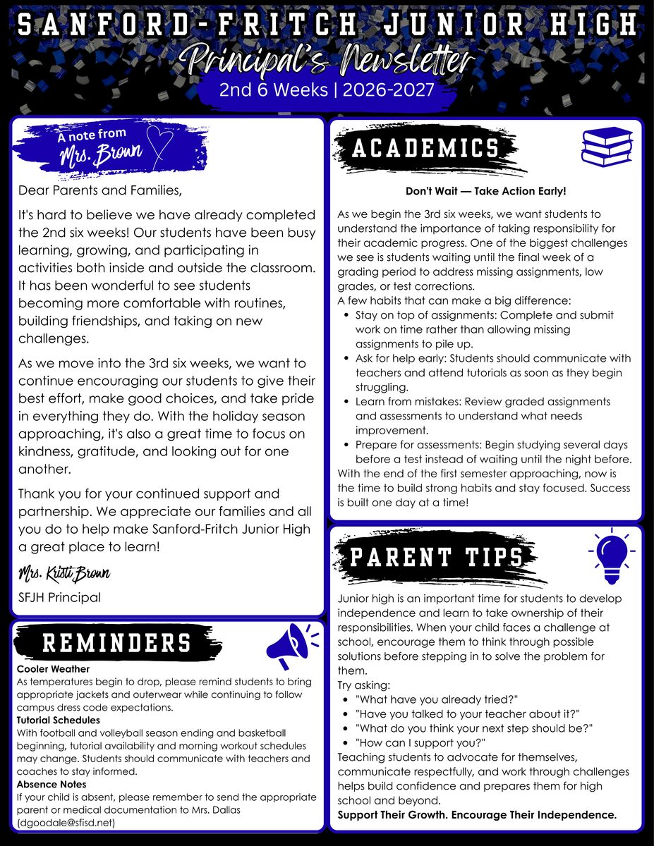 2nd 6 Weeks Principal Newsletter
