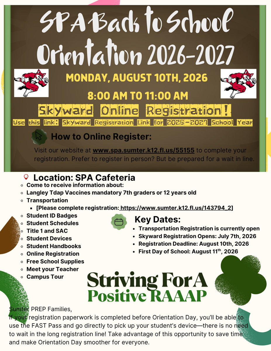 🟢📢 SPA Orientation Day Reminder! 🟢