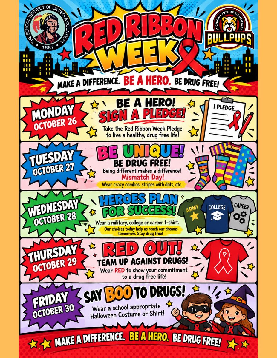 🎀 Red Ribbon Week 2026 at Michigan Avenue Elementary