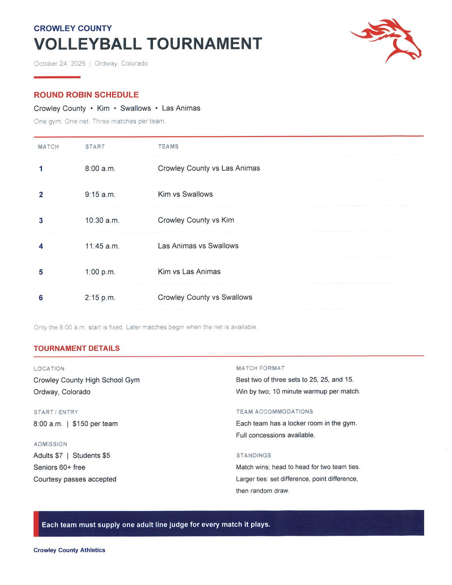 HS Volleyball @ Crowley Cnty Tournament on 10/24: 