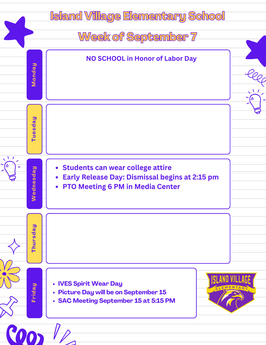 Weekly Events at IVES 