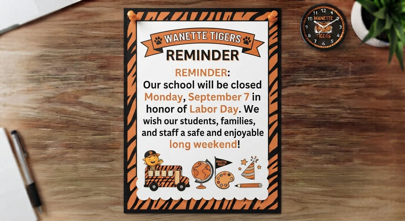 No school Monday September 7th for Labor Day!!