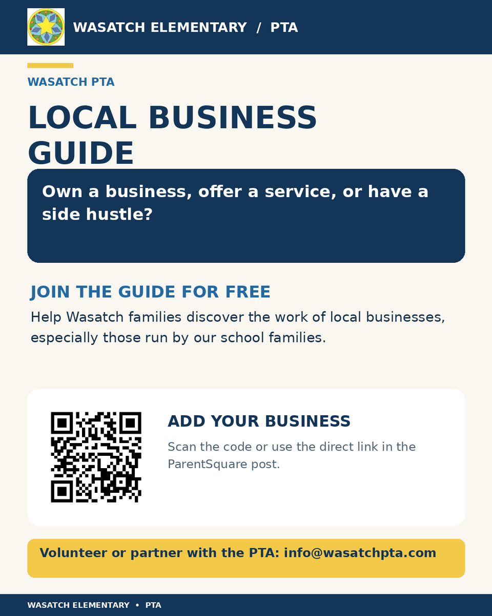 Share Your Business with Wasatch Families